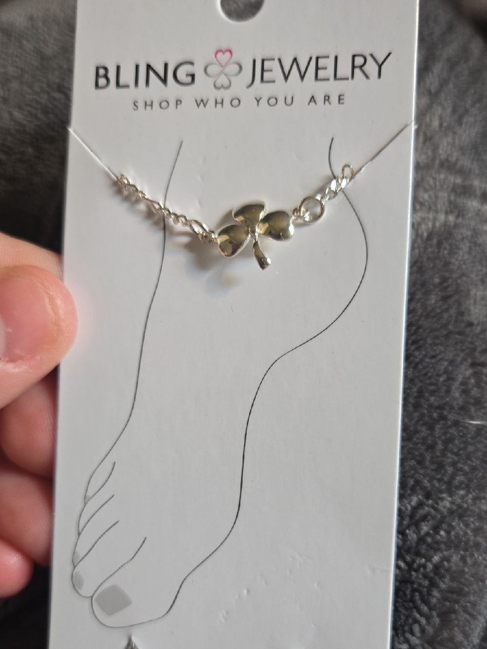 Bling Jewelry Silver "Lucky" Clover Anklet NWT